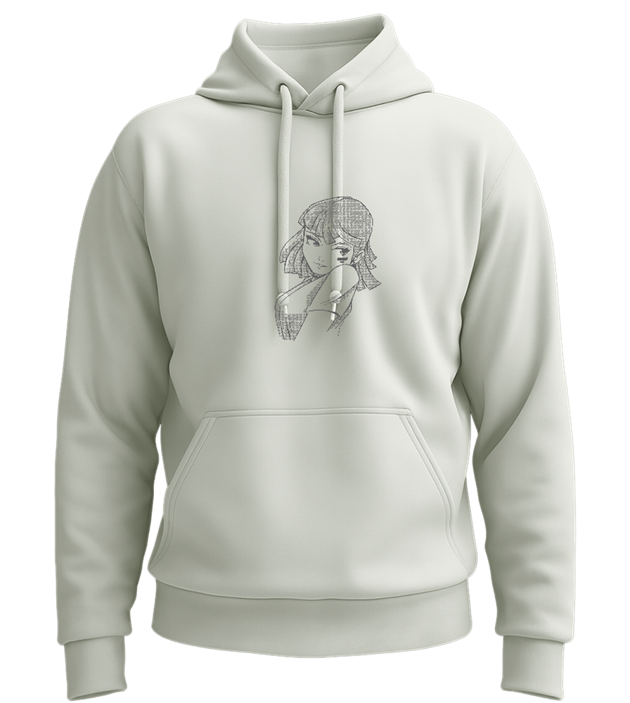 Mysterious Anime Girl Design - Premium Essential Unisex Hoodie_CREAMY GREEN_front