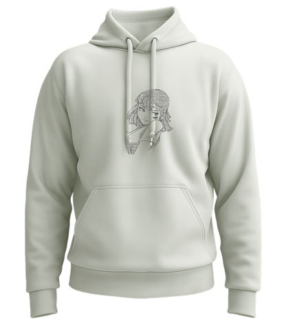 Mysterious Anime Girl Design - Premium Essential Unisex Hoodie_CREAMY GREEN_front