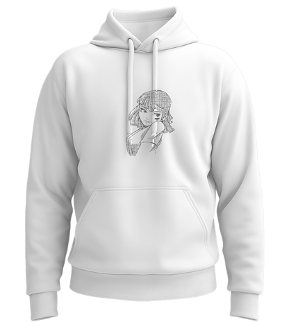 Mysterious Anime Girl Design - Premium Essential Unisex Hoodie_WHITE_front