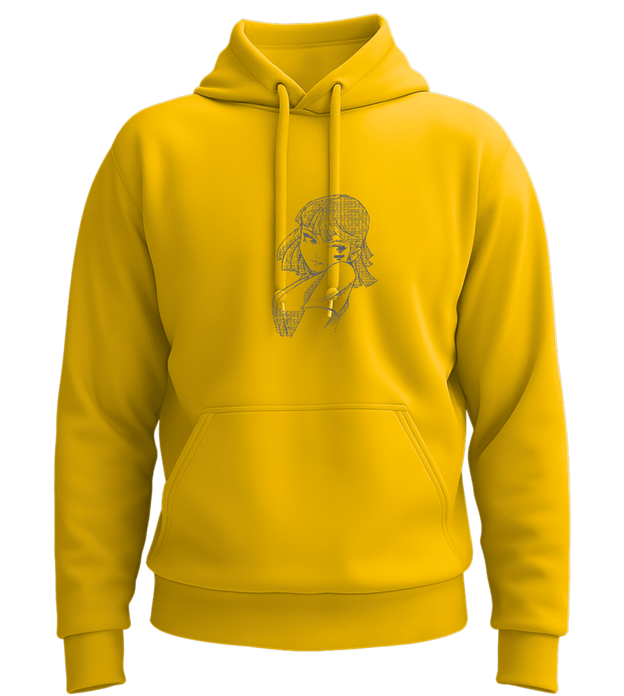 Mysterious Anime Girl Design - Premium Essential Unisex Hoodie_YELLOW_front