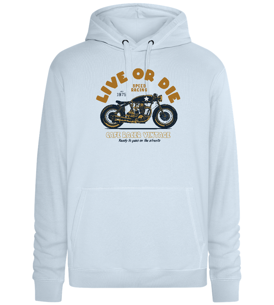 Cafe Racer Motor Design - Premium unisex hoodie_CREAMY BLUE_front