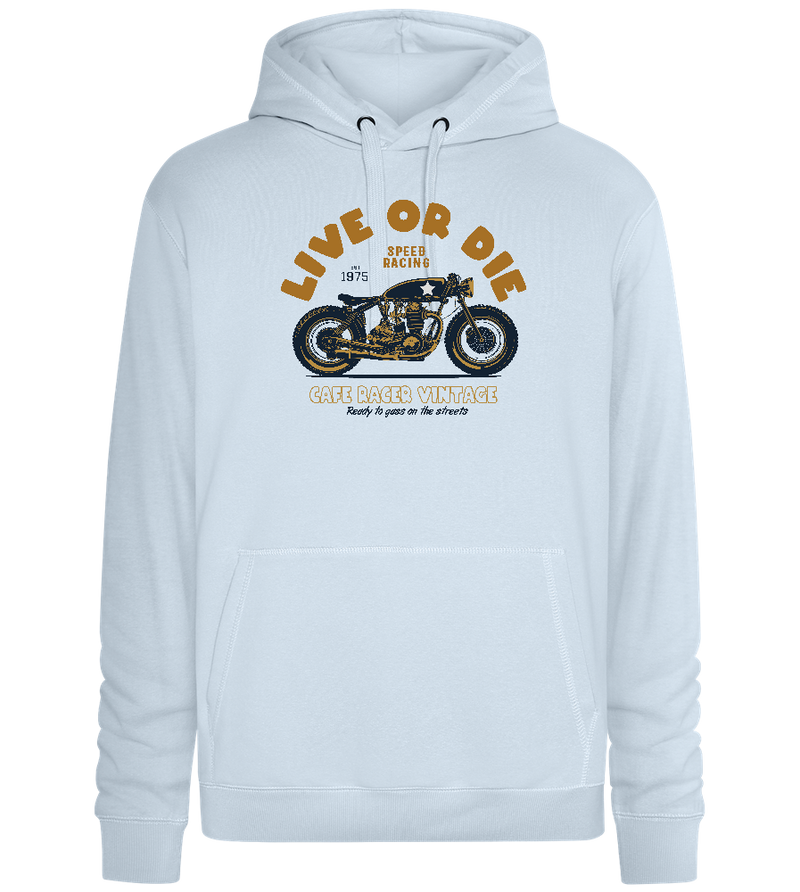 Cafe Racer Motor Design - Premium unisex hoodie_CREAMY BLUE_front