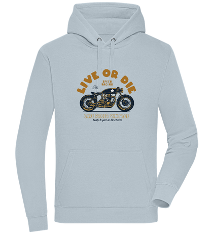 Cafe Racer Motor Design - Premium unisex hoodie_CREAMY BLUE_front