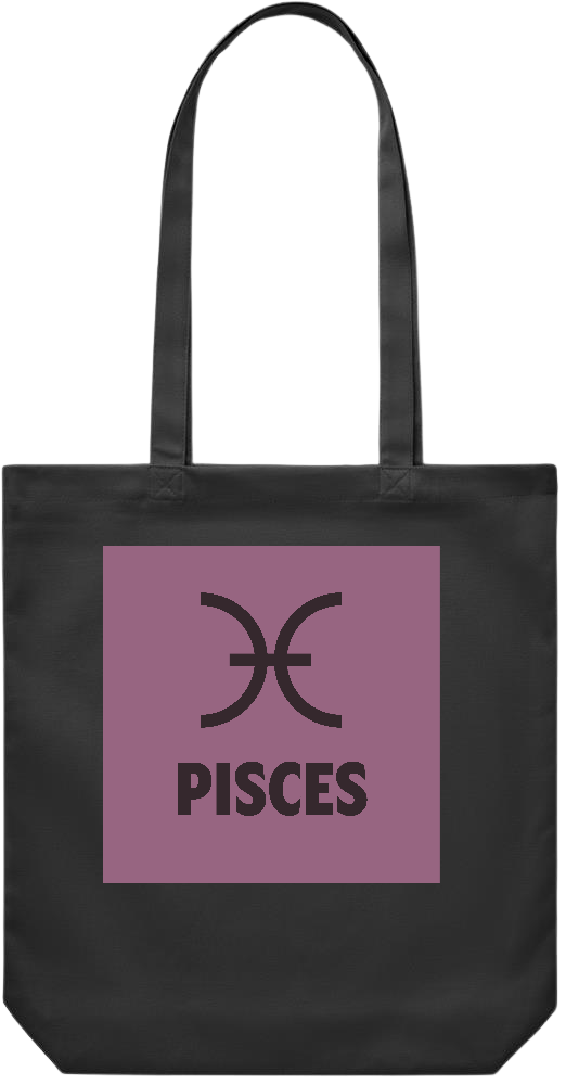 Zodiac Pisces Design - Premium Canvas colored cotton shopping bag_BLACK_front