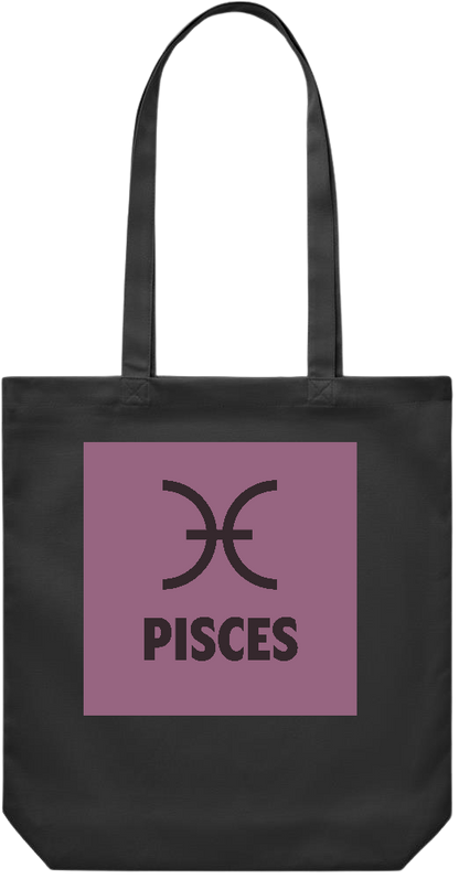 Zodiac Pisces Design - Premium Canvas colored cotton shopping bag_BLACK_front