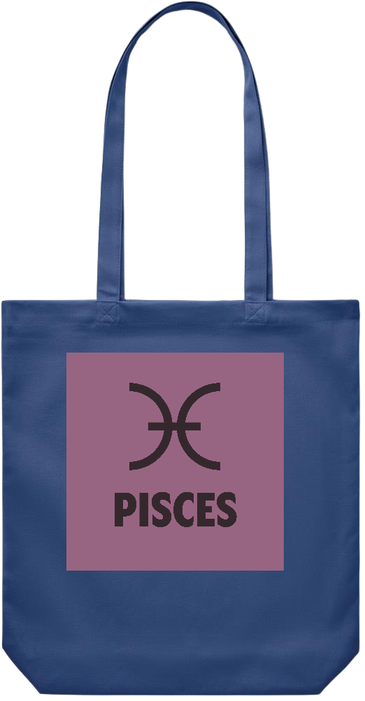 Zodiac Pisces Design - Premium Canvas colored cotton shopping bag_BLUE_front