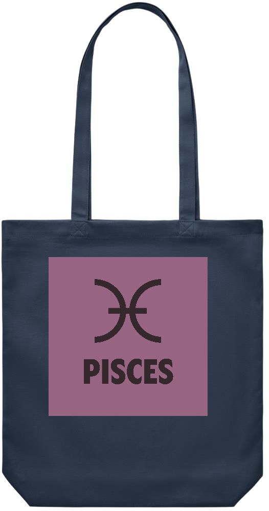 Zodiac Pisces Design - Premium Canvas colored cotton shopping bag_FRENCH NAVY_front