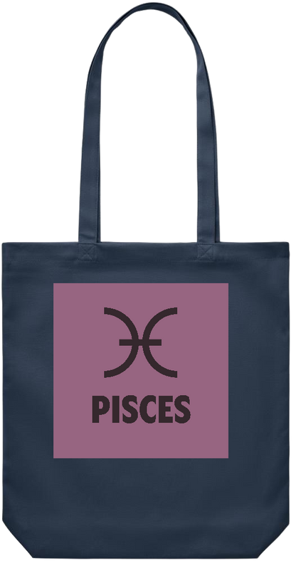 Zodiac Pisces Design - Premium Canvas colored cotton shopping bag_FRENCH NAVY_front