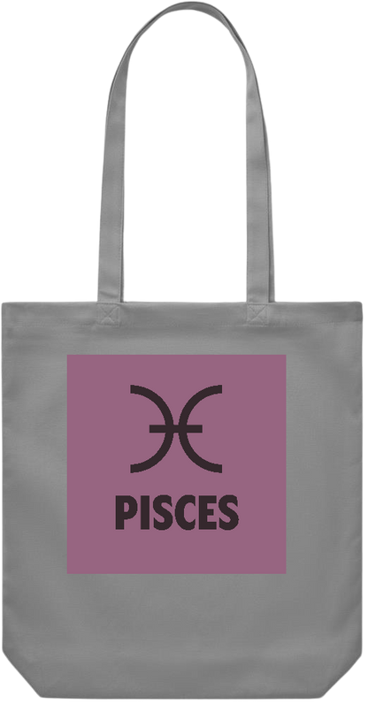 Zodiac Pisces Design - Premium Canvas colored cotton shopping bag_GREY_front