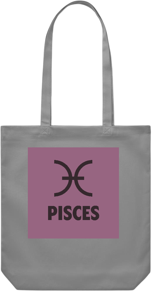 Zodiac Pisces Design - Premium Canvas colored cotton shopping bag_GREY_front