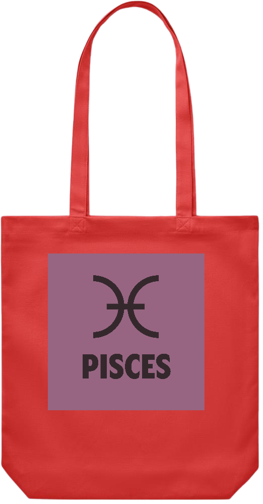 Zodiac Pisces Design - Premium Canvas colored cotton shopping bag_RED_front