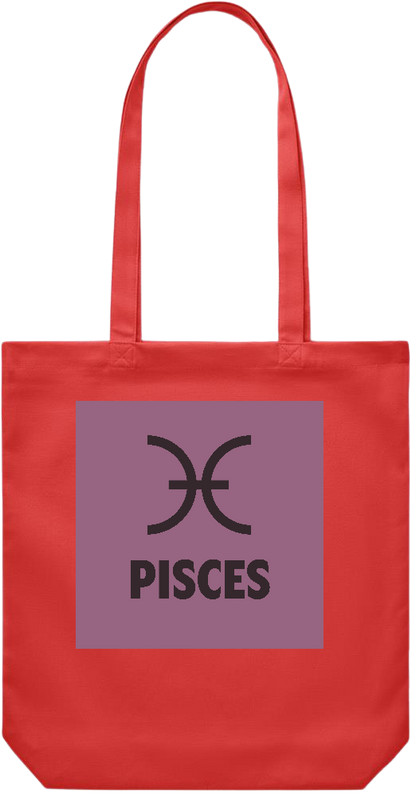 Zodiac Pisces Design - Premium Canvas colored cotton shopping bag_RED_front