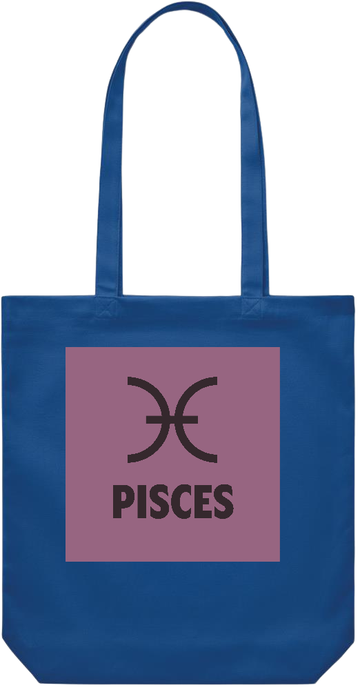 Zodiac Pisces Design - Premium Canvas colored cotton shopping bag_ROYAL BLUE_front