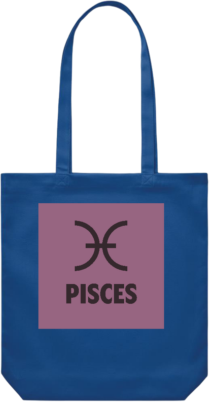 Zodiac Pisces Design - Premium Canvas colored cotton shopping bag_ROYAL BLUE_front