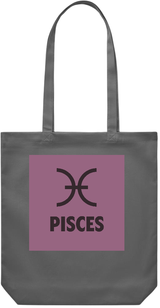 Zodiac Pisces Design - Premium Canvas colored cotton shopping bag_STONE GREY_front