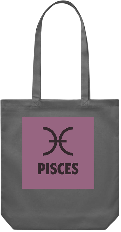 Zodiac Pisces Design - Premium Canvas colored cotton shopping bag_STONE GREY_front