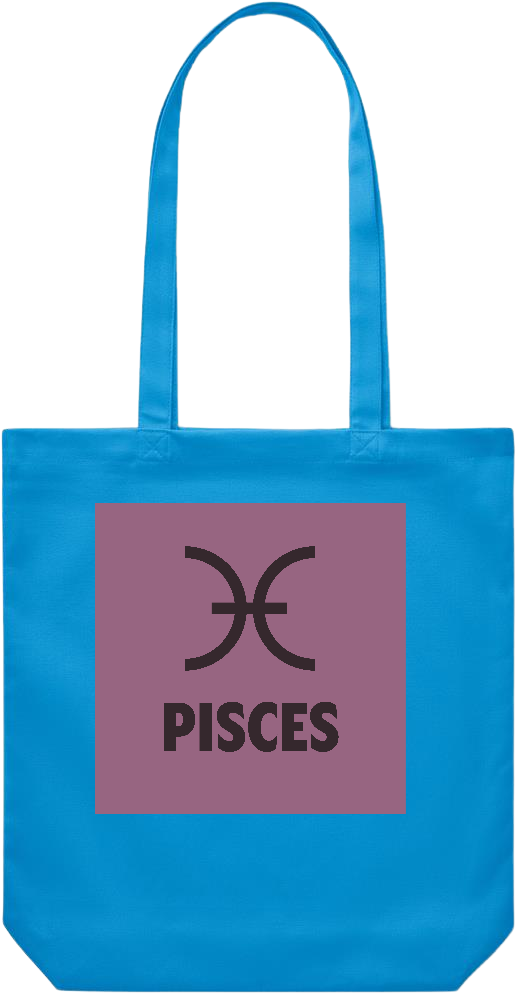 Zodiac Pisces Design - Premium Canvas colored cotton shopping bag_TURQUOISE_front