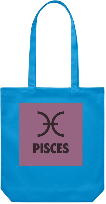 Zodiac Pisces Design - Premium Canvas colored cotton shopping bag_TURQUOISE_front