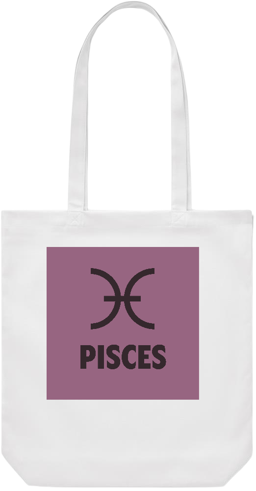 Zodiac Pisces Design - Premium Canvas colored cotton shopping bag_WHITE_front