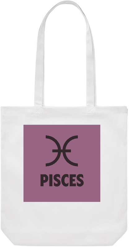 Zodiac Pisces Design - Premium Canvas colored cotton shopping bag_WHITE_front