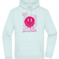 Distorted Pink Smiley Design - Premium Essential Unisex Hoodie_ARCTIC BLUE_front