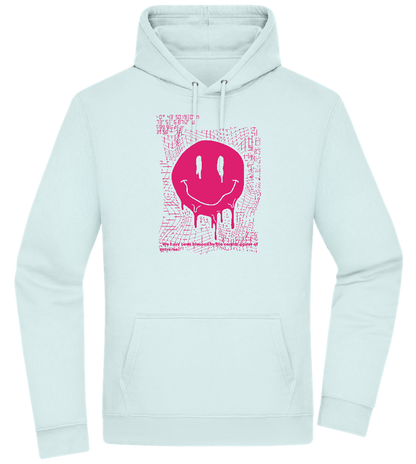 Distorted Pink Smiley Design - Premium Essential Unisex Hoodie_ARCTIC BLUE_front