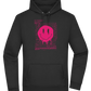 Distorted Pink Smiley Design - Premium Essential Unisex Hoodie_BLACK_front