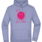 Distorted Pink Smiley Design - Premium Essential Unisex Hoodie_BLUE_front