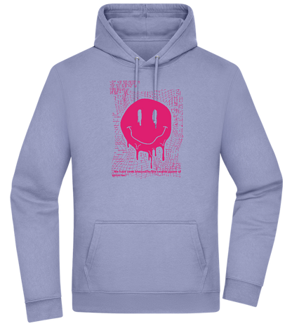 Distorted Pink Smiley Design - Premium Essential Unisex Hoodie_BLUE_front