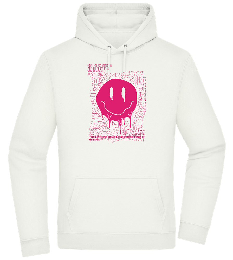 Distorted Pink Smiley Design - Premium Essential Unisex Hoodie_CREAMY GREEN_front