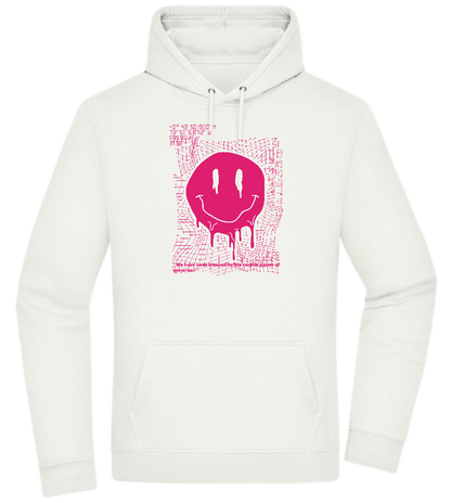 Distorted Pink Smiley Design - Premium Essential Unisex Hoodie_CREAMY GREEN_front