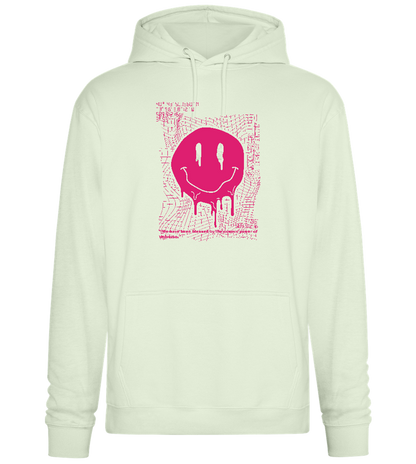 Distorted Pink Smiley Design - Premium Essential Unisex Hoodie_CREAMY GREEN_front