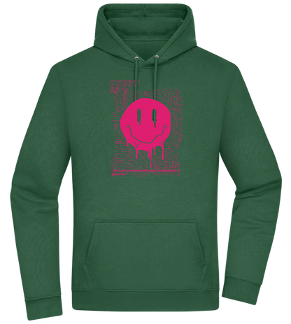 Distorted Pink Smiley Design - Premium Essential Unisex Hoodie_GREEN BOTTLE_front