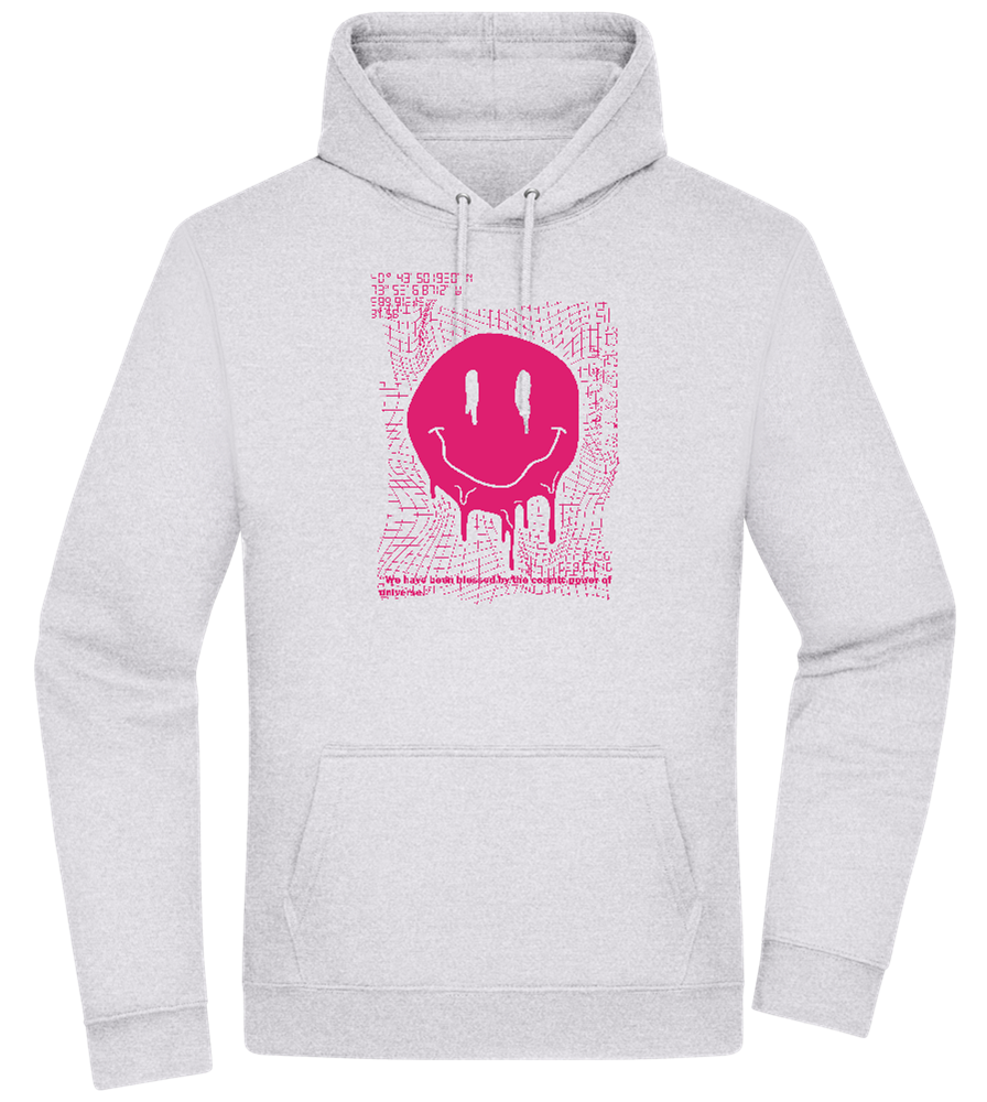 Distorted Pink Smiley Design - Premium Essential Unisex Hoodie_ORION GREY II_front