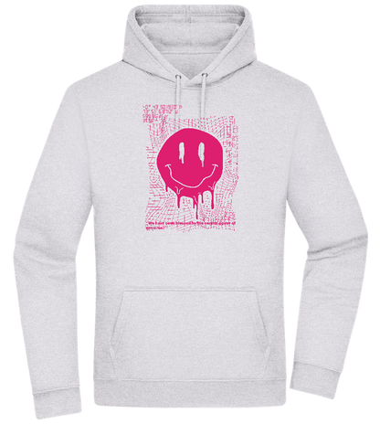 Distorted Pink Smiley Design - Premium Essential Unisex Hoodie_ORION GREY II_front