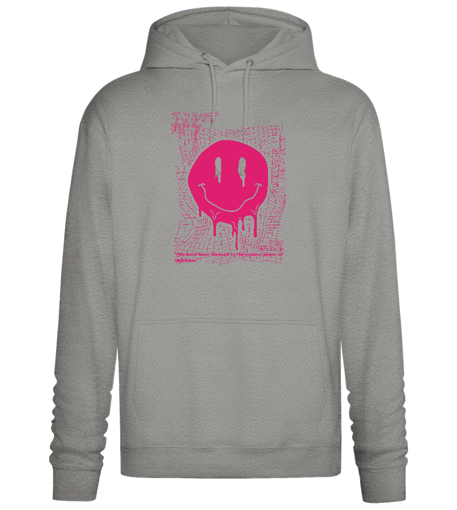 Distorted Pink Smiley Design - Premium Essential Unisex Hoodie_ORION GREY II_front