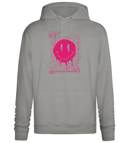 Distorted Pink Smiley Design - Premium Essential Unisex Hoodie_ORION GREY II_front