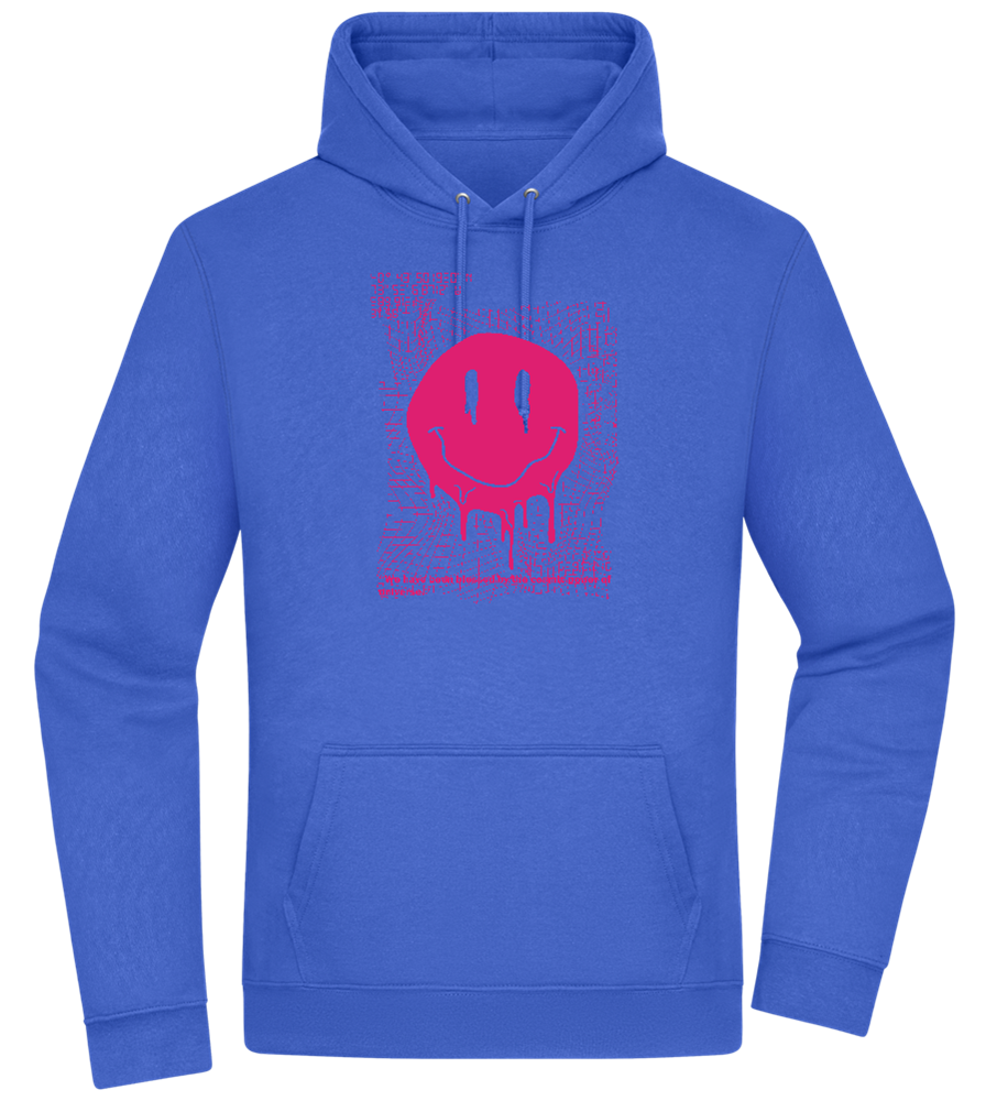 Distorted Pink Smiley Design - Premium Essential Unisex Hoodie_ROYAL_front