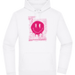 Distorted Pink Smiley Design - Premium Essential Unisex Hoodie_WHITE_front