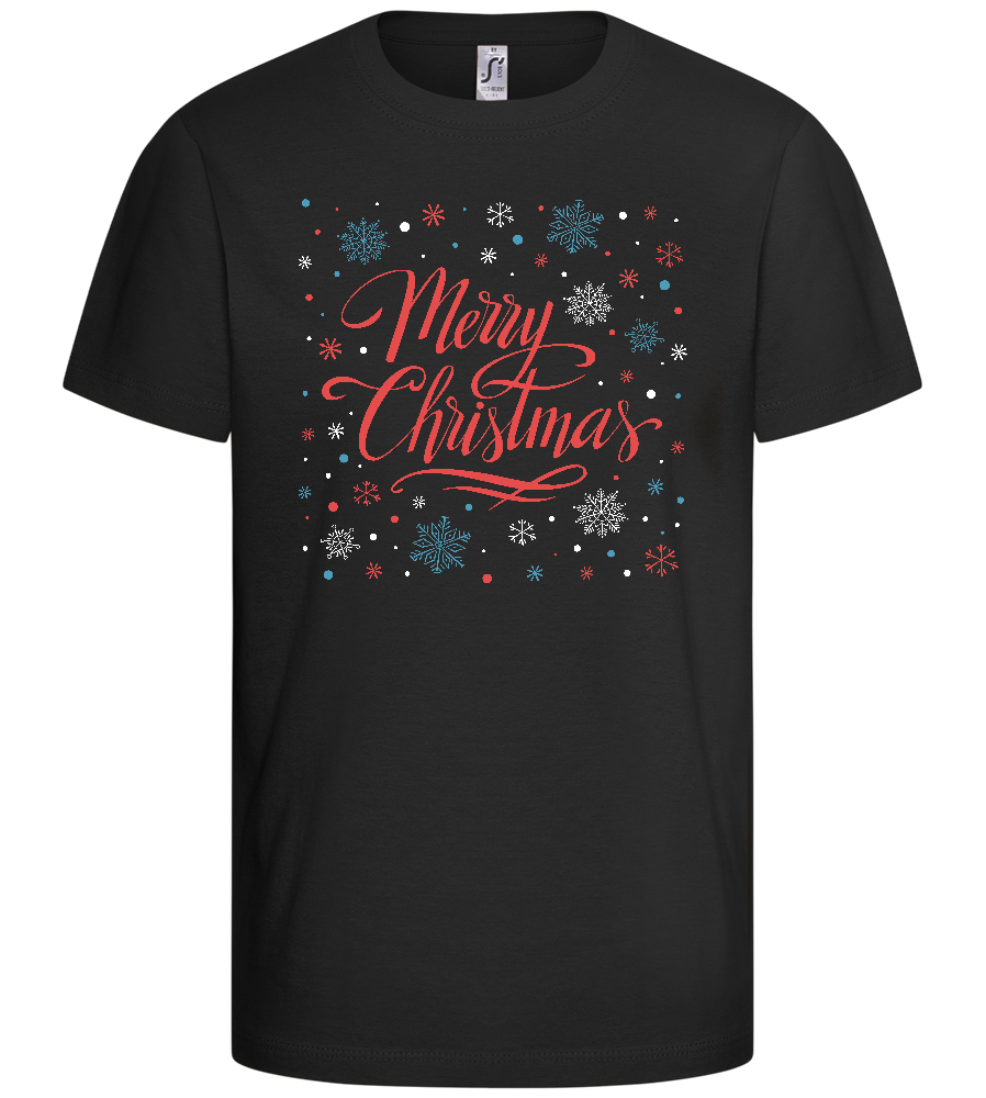 Merry Christmas Snowflakes Design - Basic kids t-shirt_DEEP BLACK_front