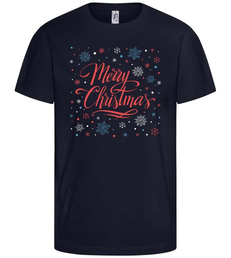 Merry Christmas Snowflakes Design - Basic kids t-shirt_FRENCH NAVY_front