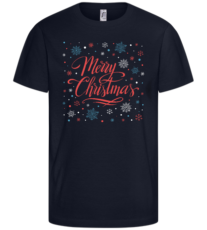 Merry Christmas Snowflakes Design - Basic kids t-shirt_FRENCH NAVY_front