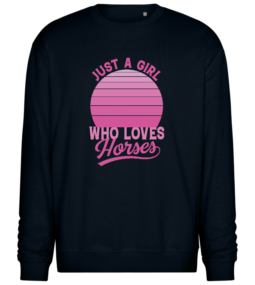 Just a Girl Who Loves Horses Design - Comfort Essential Unisex Sweater_BLACK_front