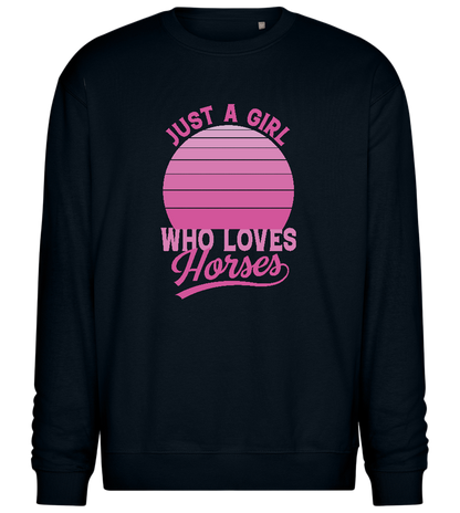 Just a Girl Who Loves Horses Design - Comfort Essential Unisex Sweater_BLACK_front