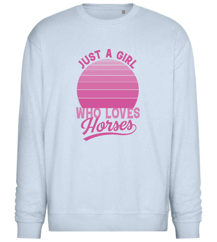 Just a Girl Who Loves Horses Design - Comfort Essential Unisex Sweater_CREAMY BLUE_front