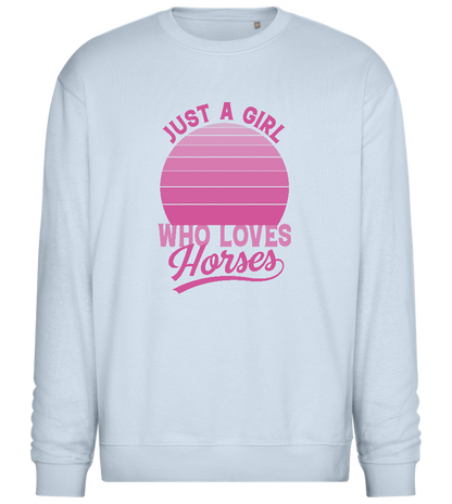 Just a Girl Who Loves Horses Design - Comfort Essential Unisex Sweater_CREAMY BLUE_front