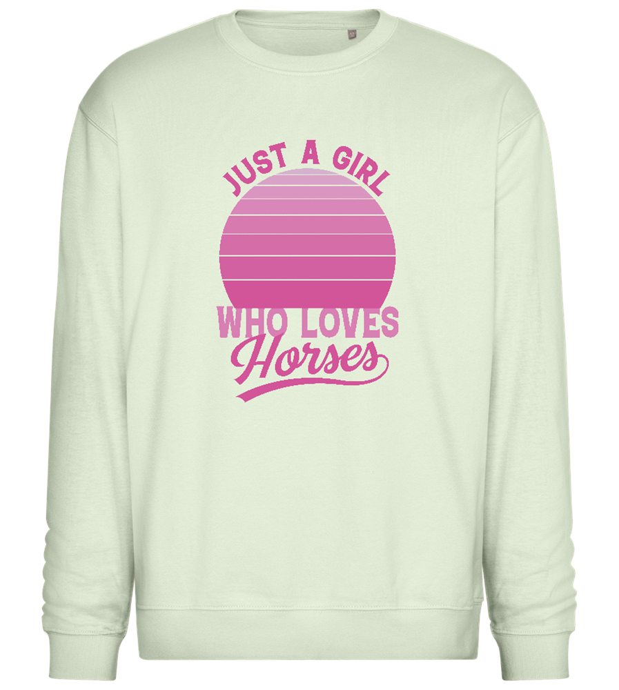 Just a Girl Who Loves Horses Design - Comfort Essential Unisex Sweater_CREAMY GREEN_front