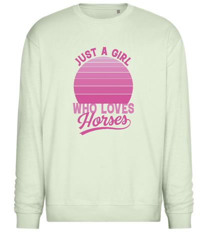 Just a Girl Who Loves Horses Design - Comfort Essential Unisex Sweater_CREAMY GREEN_front