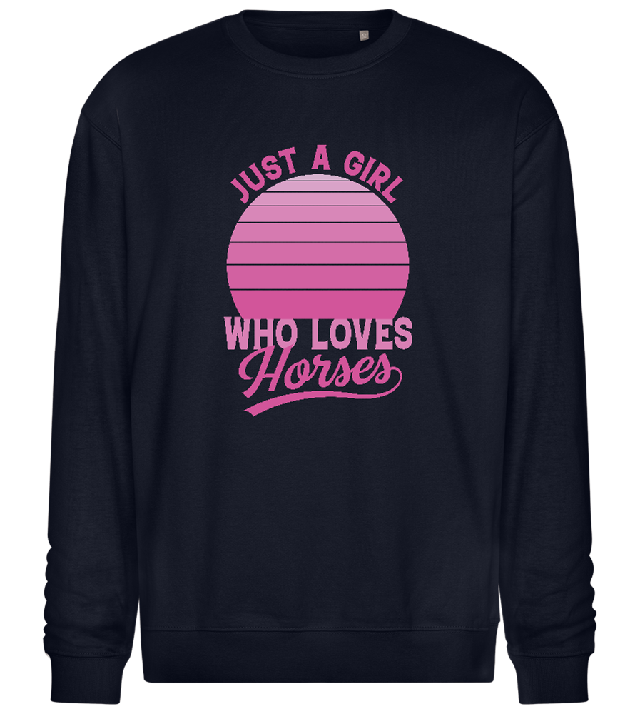 Just a Girl Who Loves Horses Design - Comfort Essential Unisex Sweater_FRENCH NAVY_front