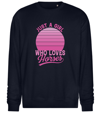 Just a Girl Who Loves Horses Design - Comfort Essential Unisex Sweater_FRENCH NAVY_front